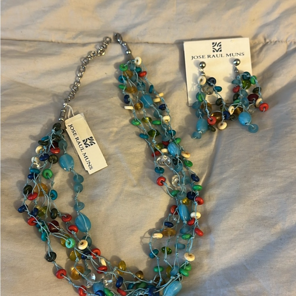Multicolor Beaded Necklace and Earring Set